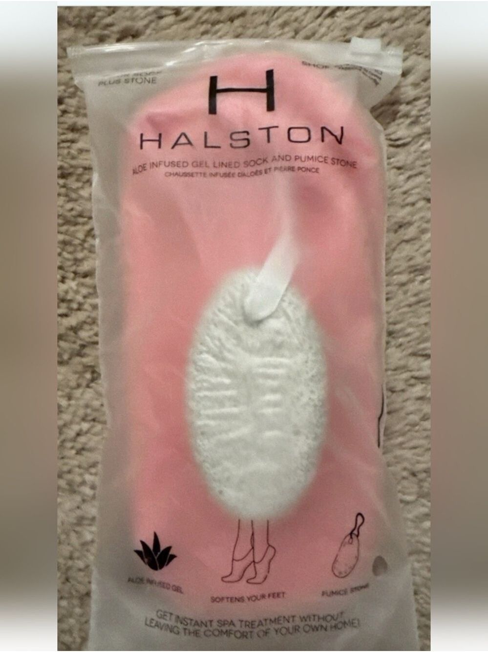 Halston Heritage Aloe Spa Socks Pumice Stone Large #BEA17 - Picture 4 of 6
